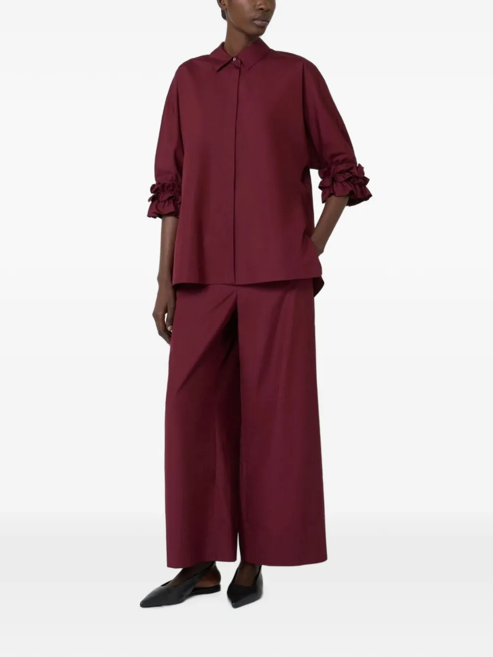 'S Max Mara Palazzo broek met trekkoord Rood