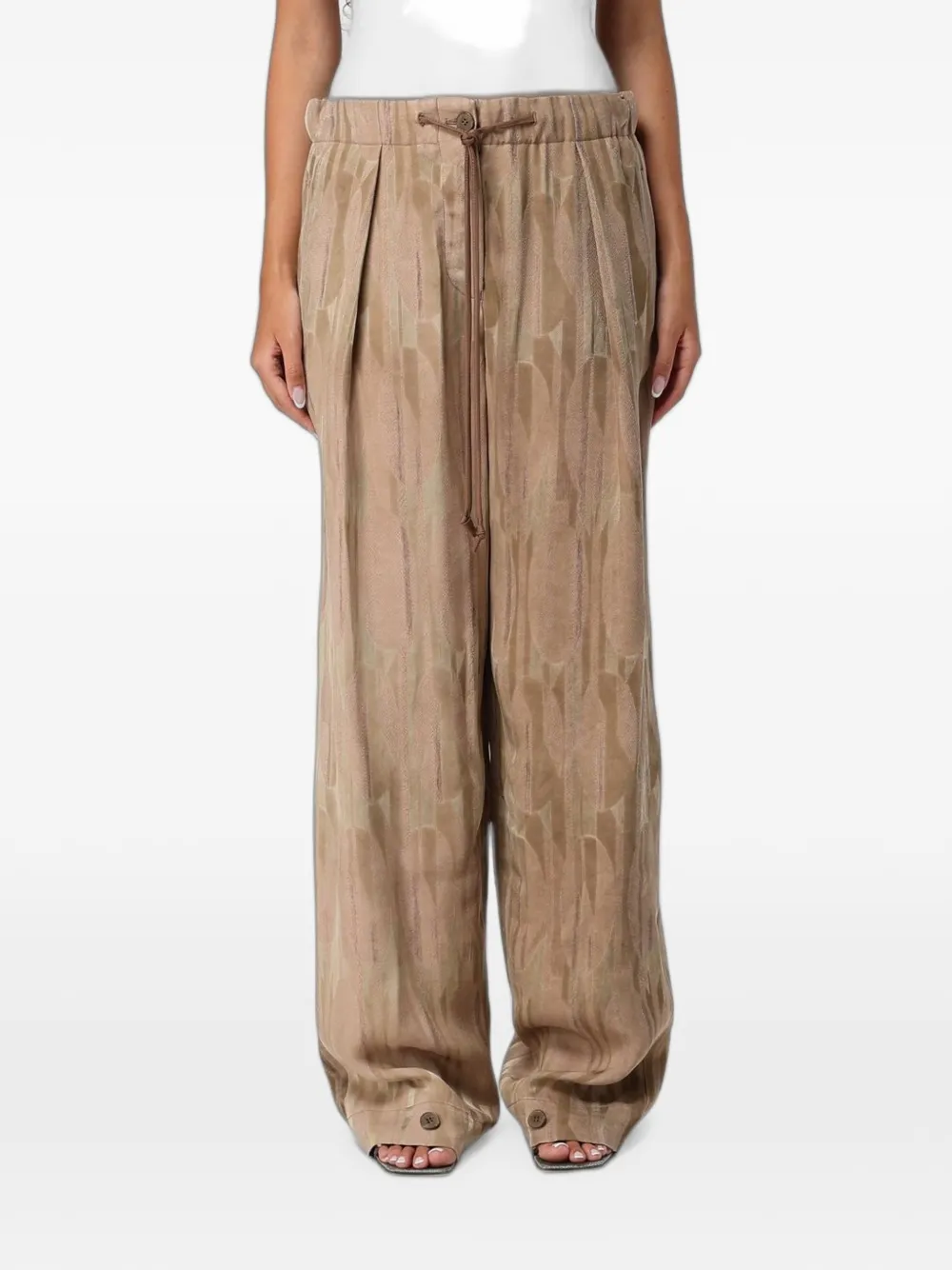 Emporio Armani oval-patterned jacquard trousers - Marrone