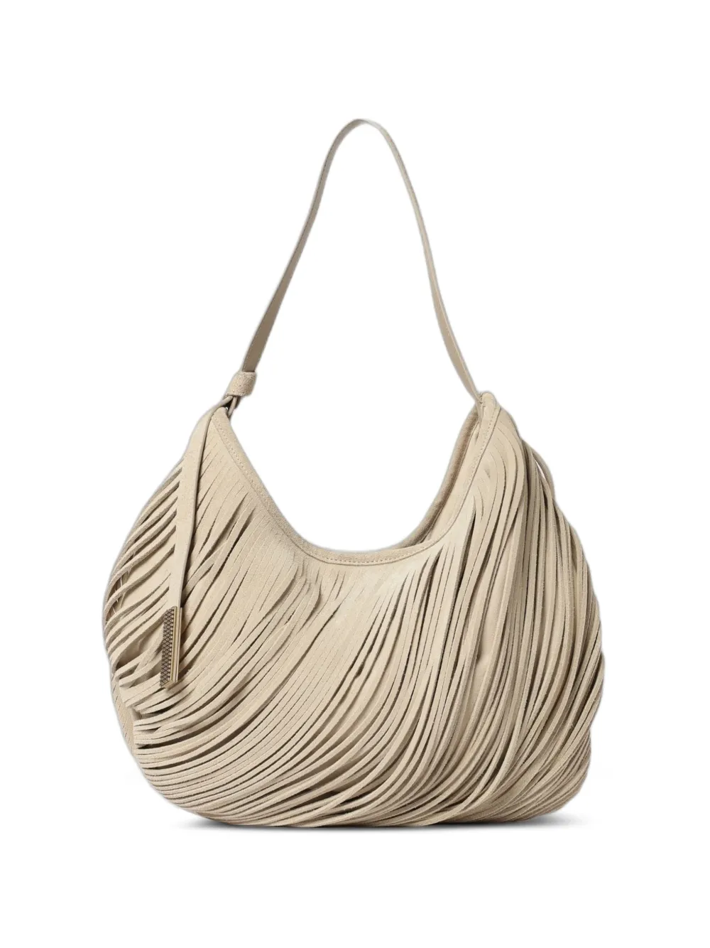 Emporio Armani oversized shoulder bag in laser-cut crust leather - Nude
