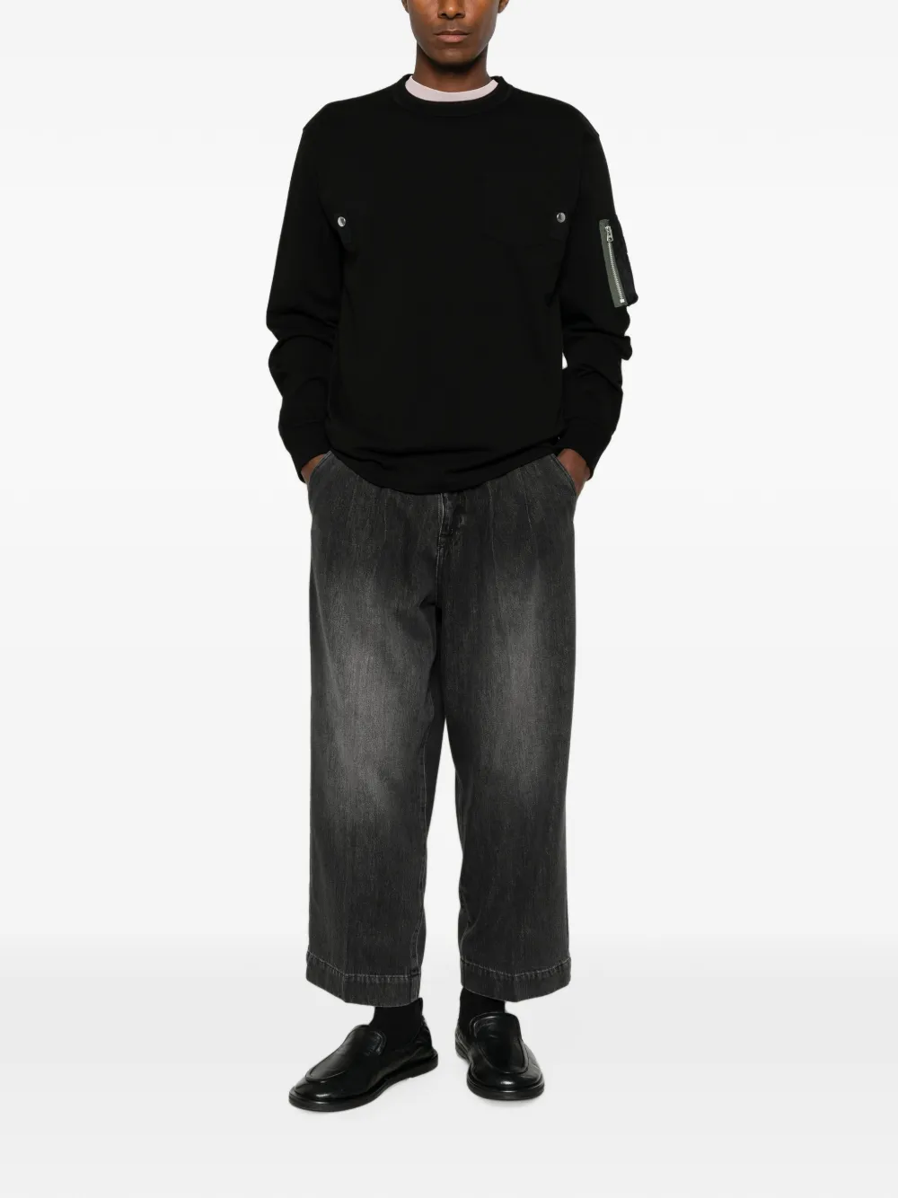 sacai Trui met ritszak en lange mouwen Zwart