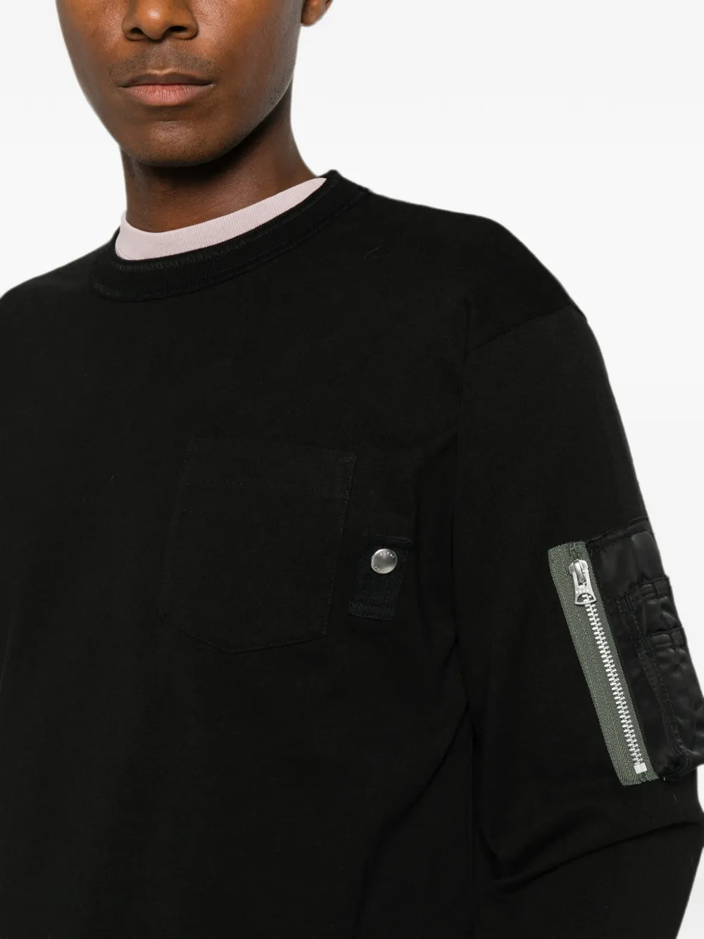 sacai Trui met ritszak en lange mouwen Zwart