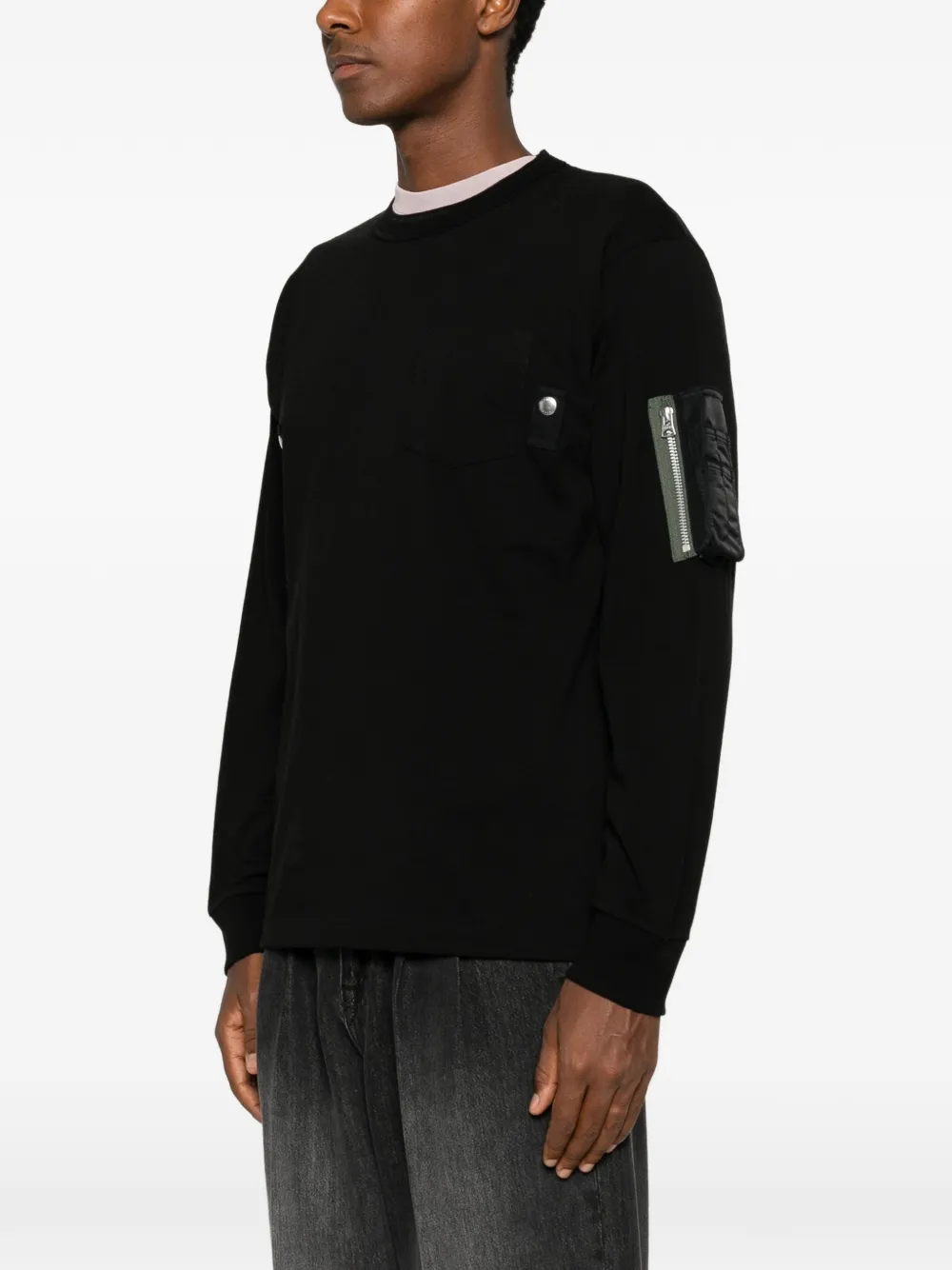 sacai Trui met ritszak en lange mouwen Zwart