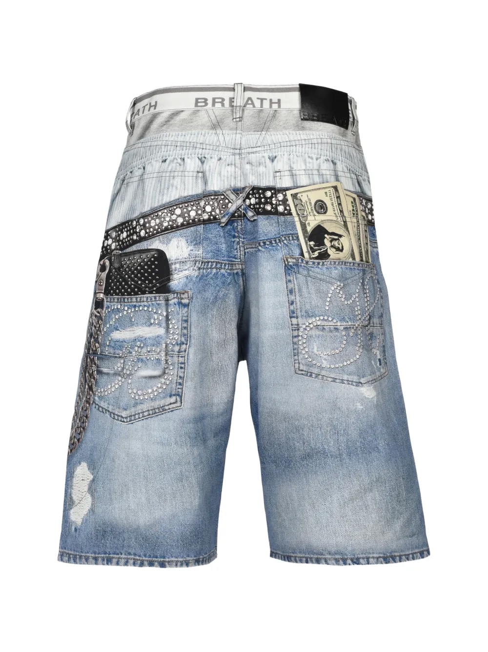 BREATH Denim shorts met transferprint Blauw