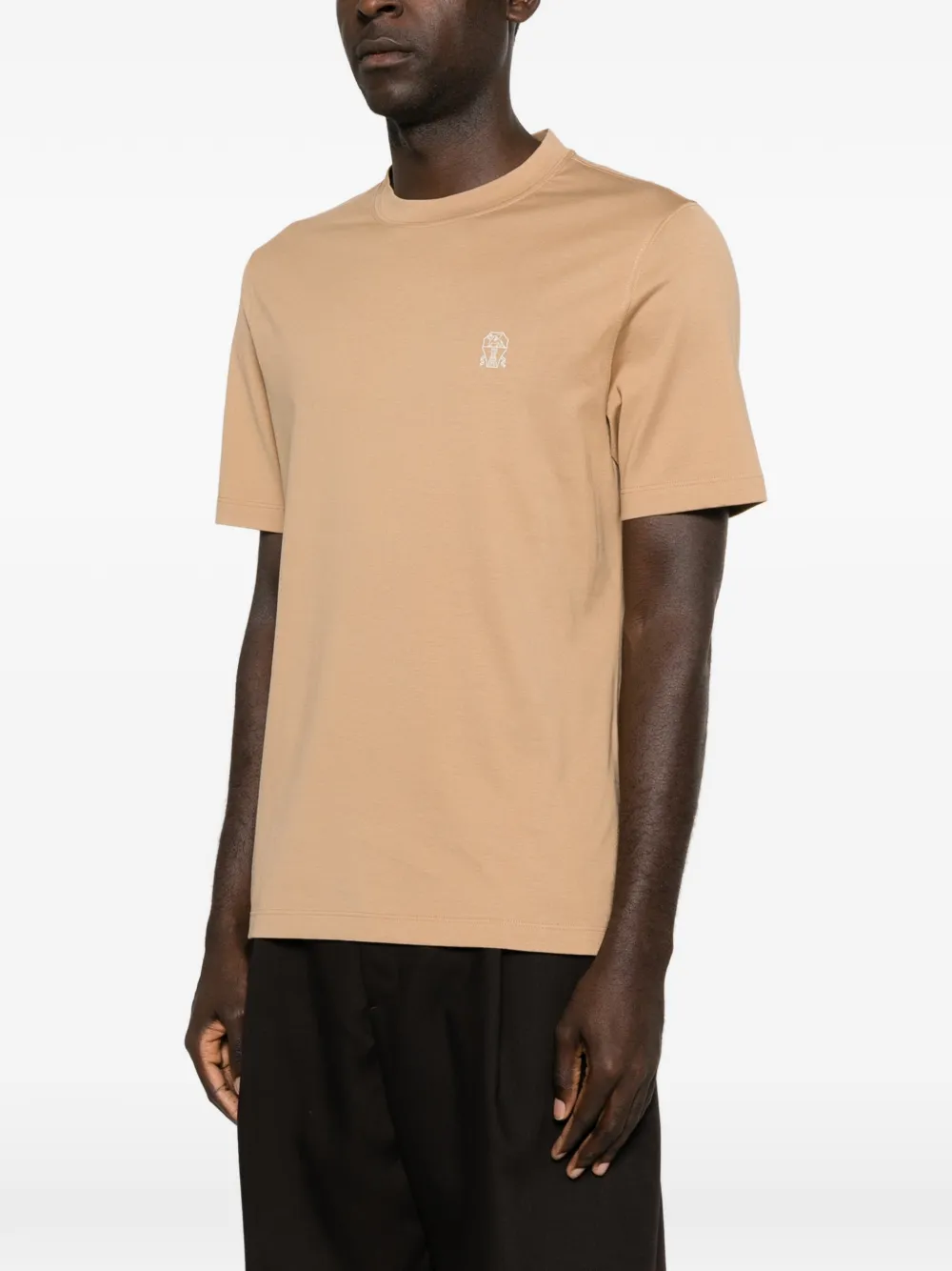 Brunello Cucinelli T-shirt met geborduurd logo Beige