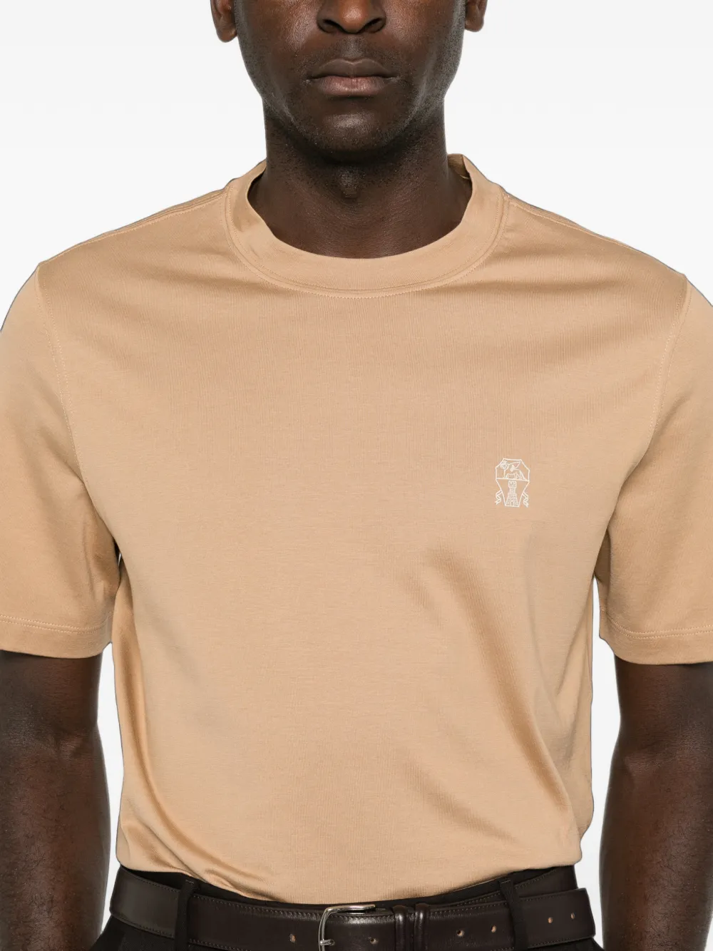 Brunello Cucinelli T-shirt met geborduurd logo Beige