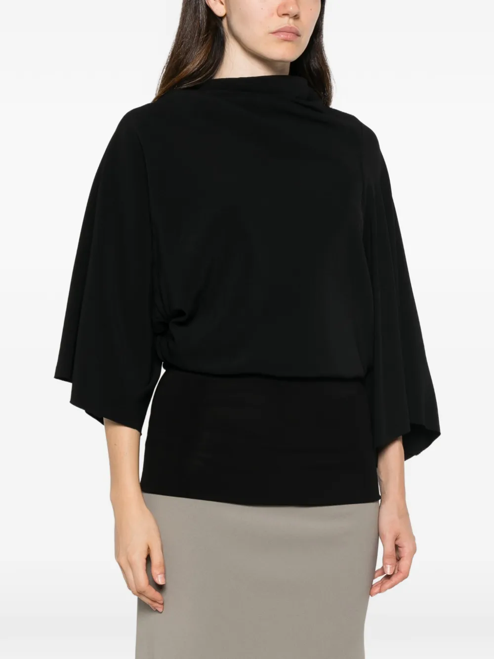 Rick Owens Cylinder gedrapeerde top met asymmetrische mouwen Zwart