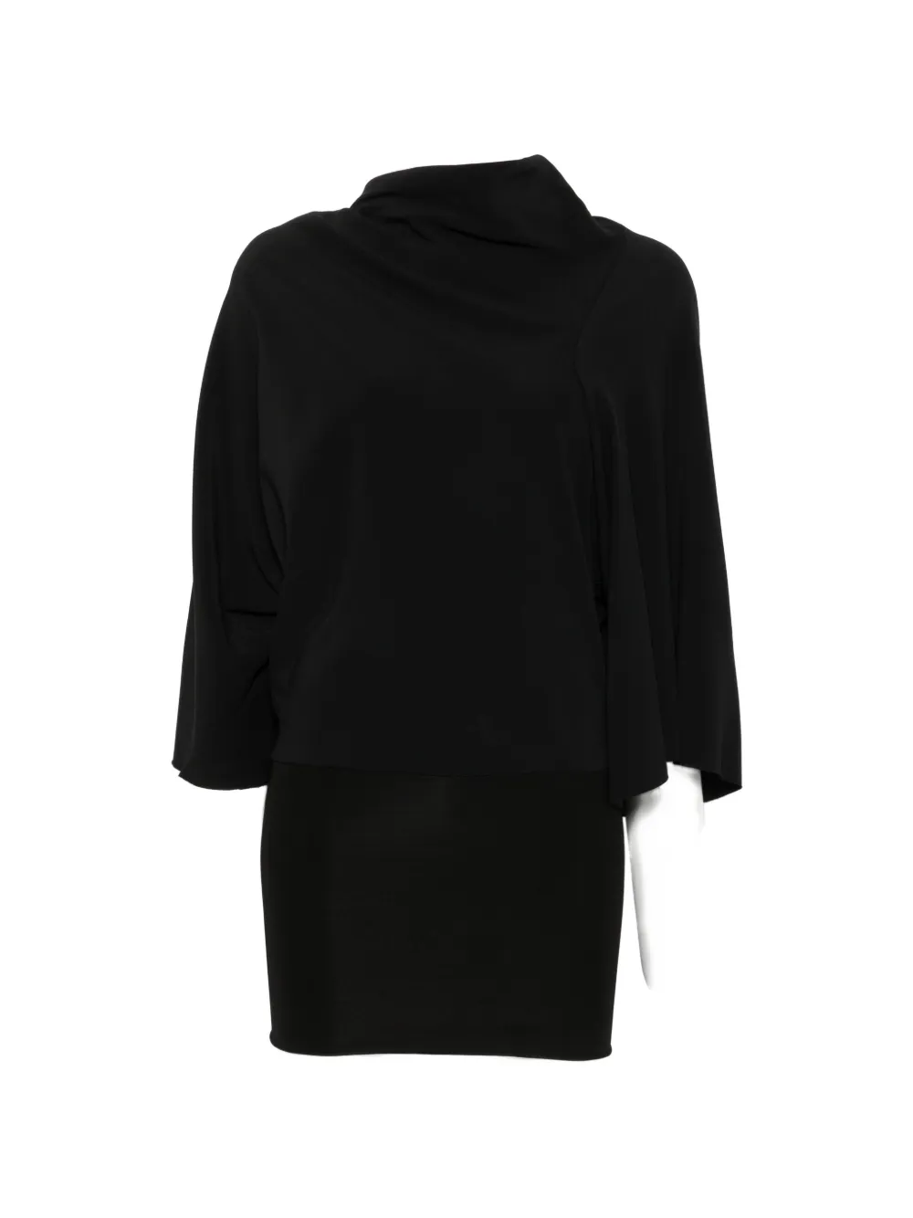 Rick Owens Cylinder draped asymmetric-sleeve top - Nero