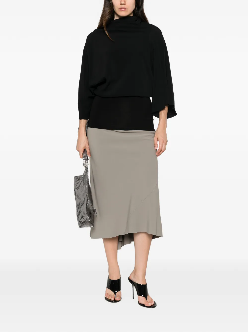 Rick Owens Cylinder gedrapeerde top met asymmetrische mouwen Zwart