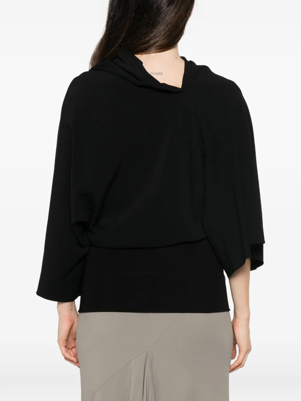 Rick Owens Cylinder gedrapeerde top met asymmetrische mouwen Zwart