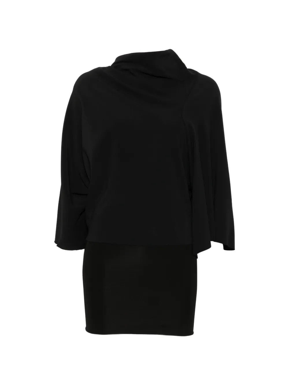 Rick Owens Cylinder draped asymmetric-sleeve top - Nero