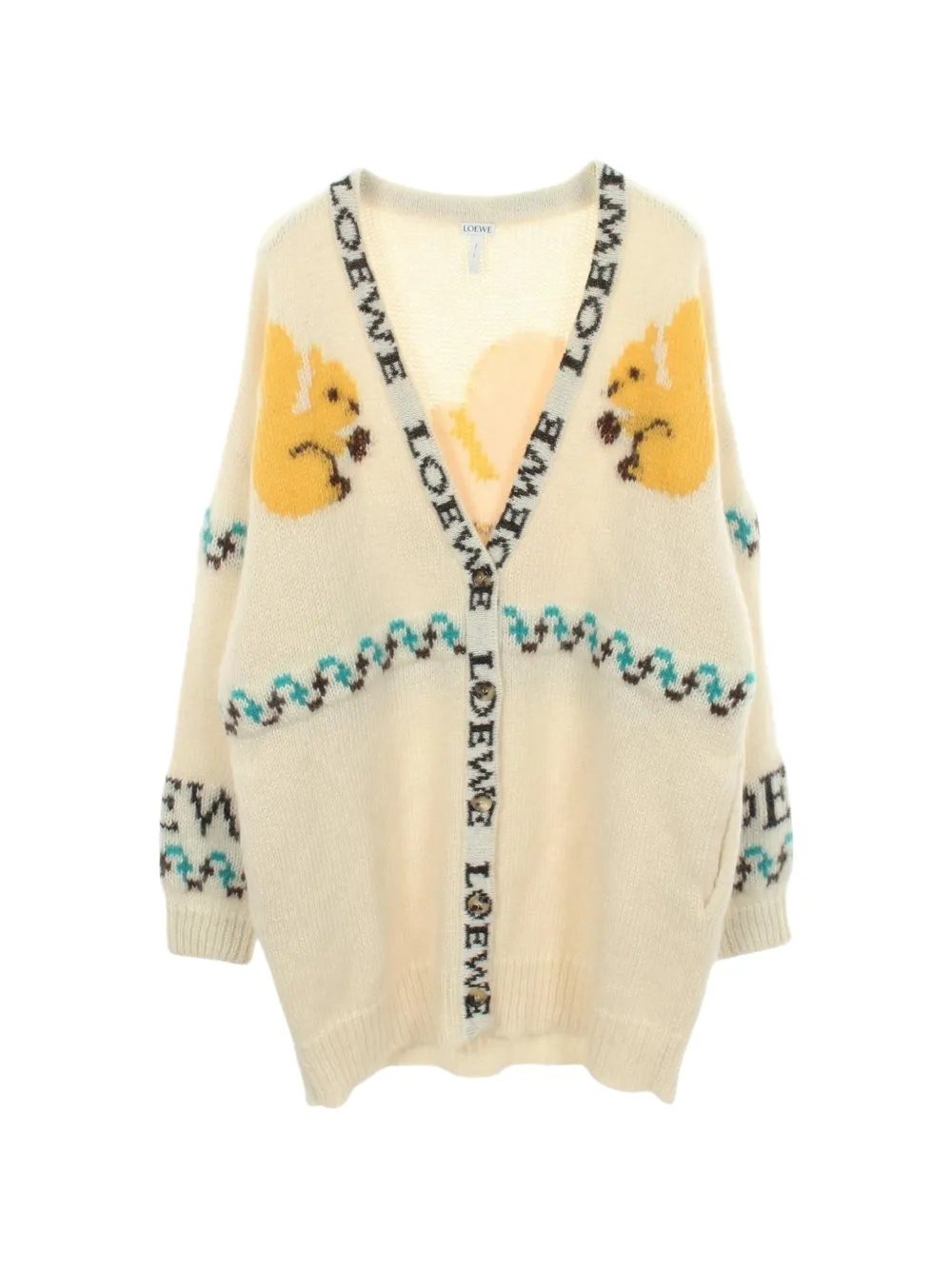 Loewe Pre-Owned 2010s logo-trim oversized cardigan - Nude