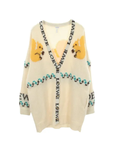 Loewe Pre-Owned 2010s logo-trim oversized cardigan
