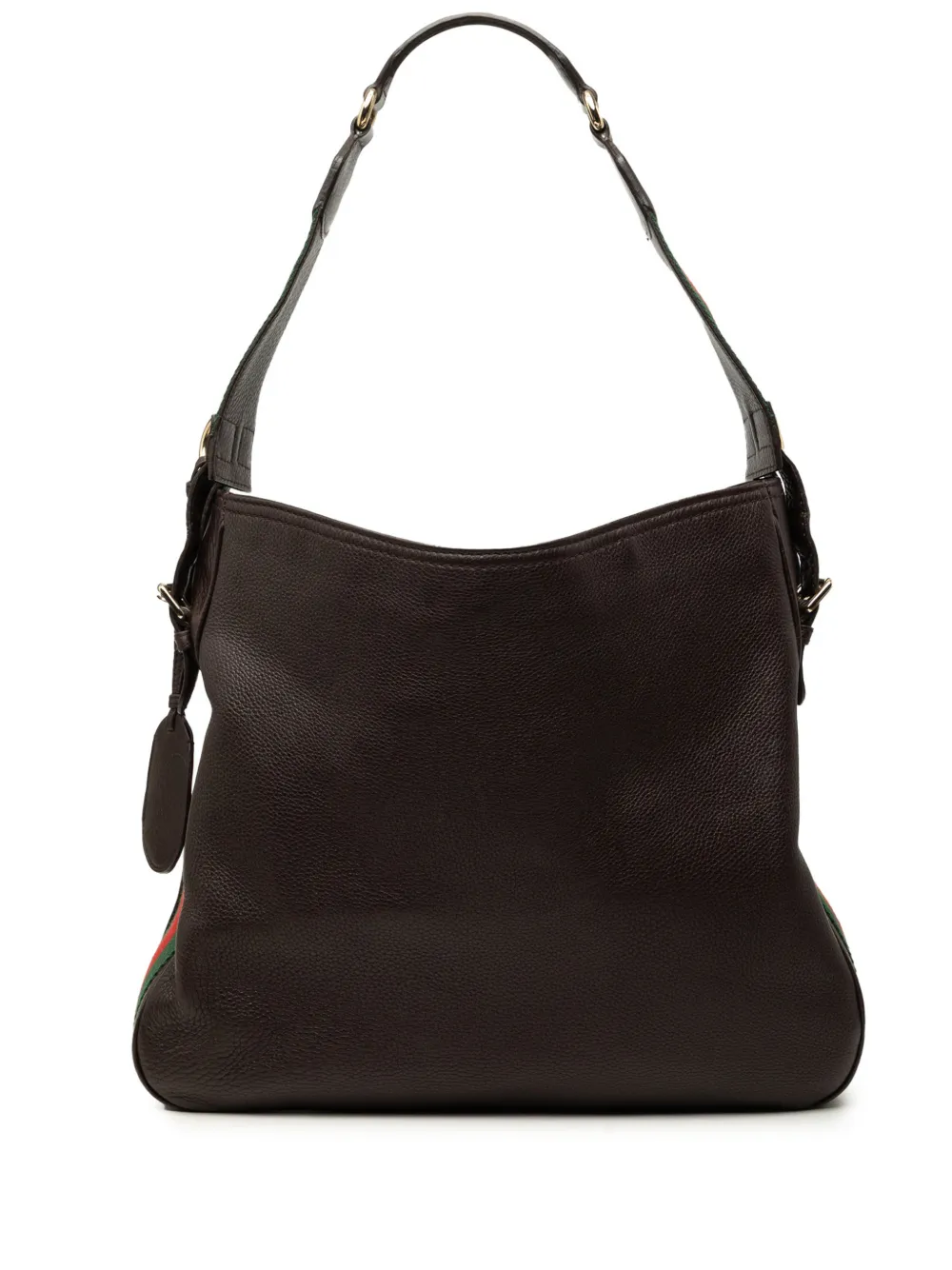 Gucci Pre-Owned 2000-2015 Medium Pebbled Calfskin Web Heritage shoulder bag - Braun