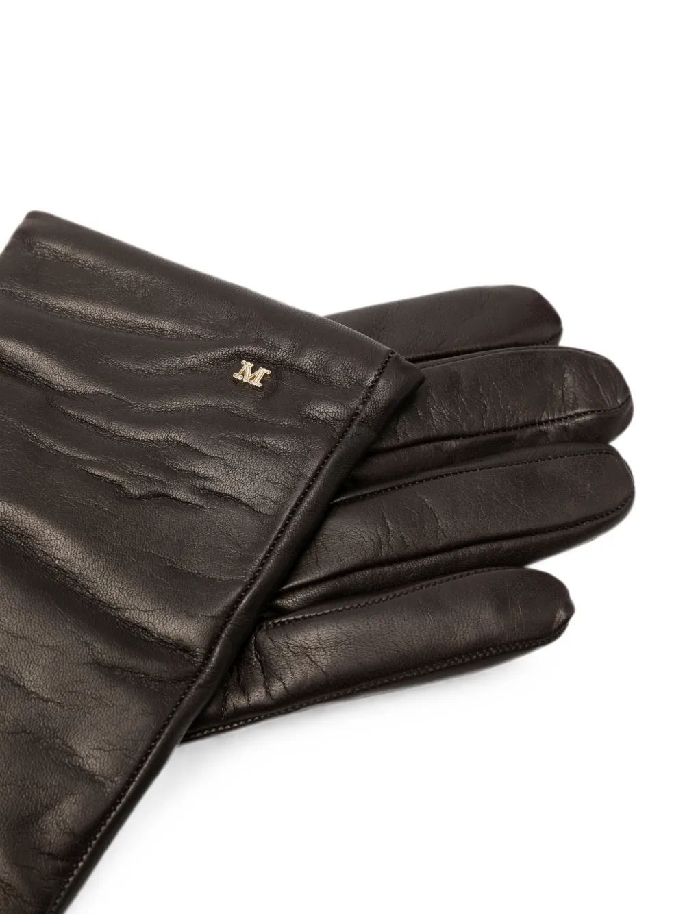 Max Mara Spalato leren handschoenen met logoplakkaat Bruin