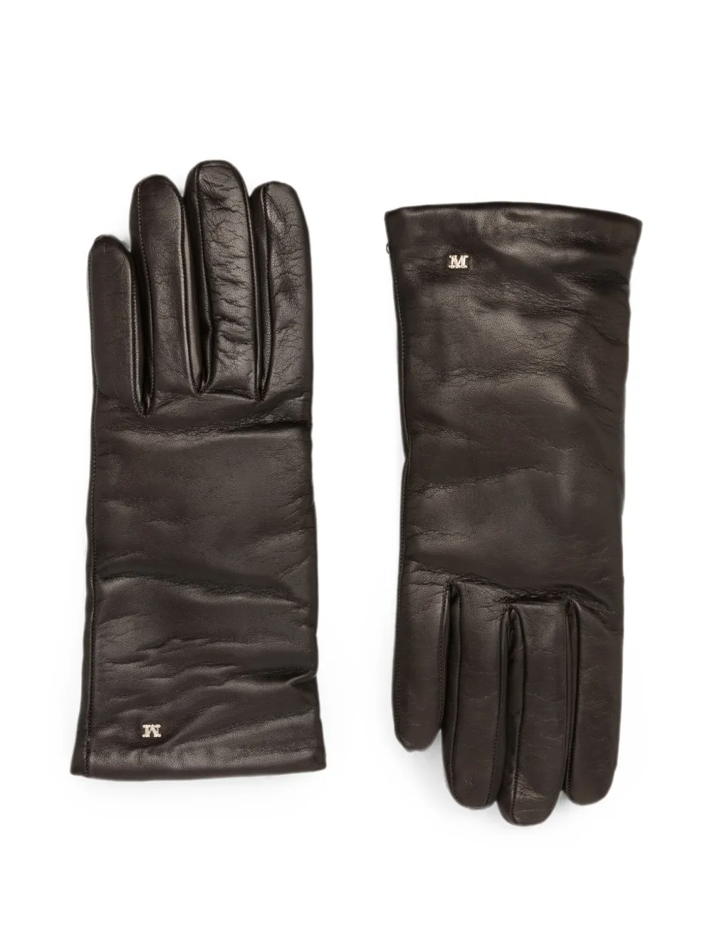 Max Mara Spalato logo-plaque leather gloves - Braun