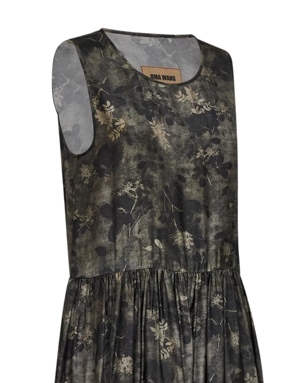 Uma Wang Ardal midi-jurk met bloemendetail Grijs