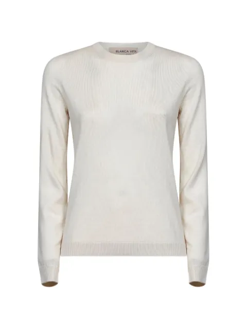 Blanca Vita ribbed-trim fine-knit top