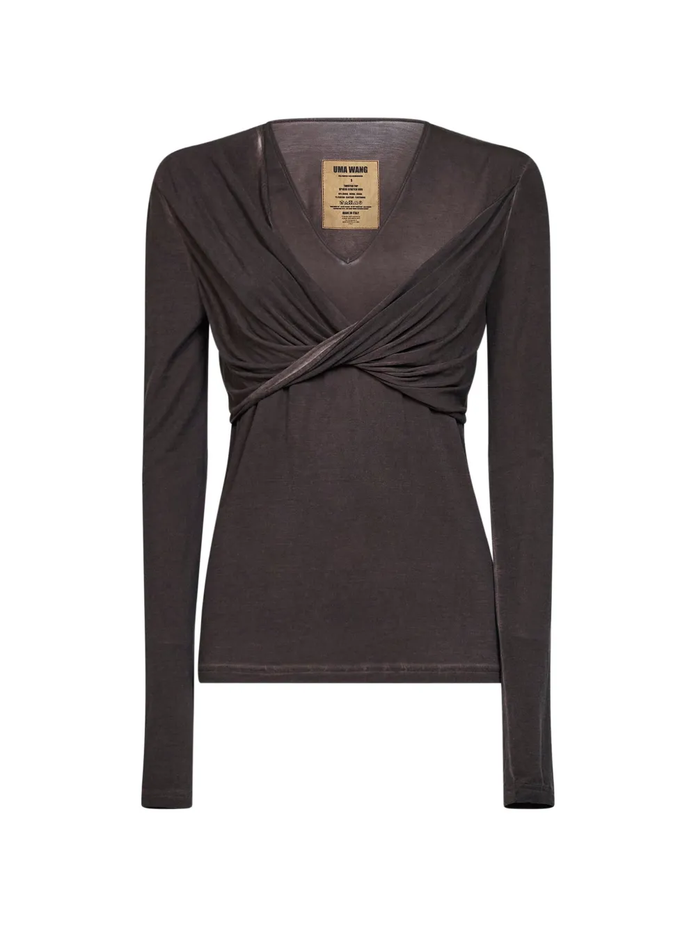 Uma Wang twisted draped long-sleeve top - Marrone