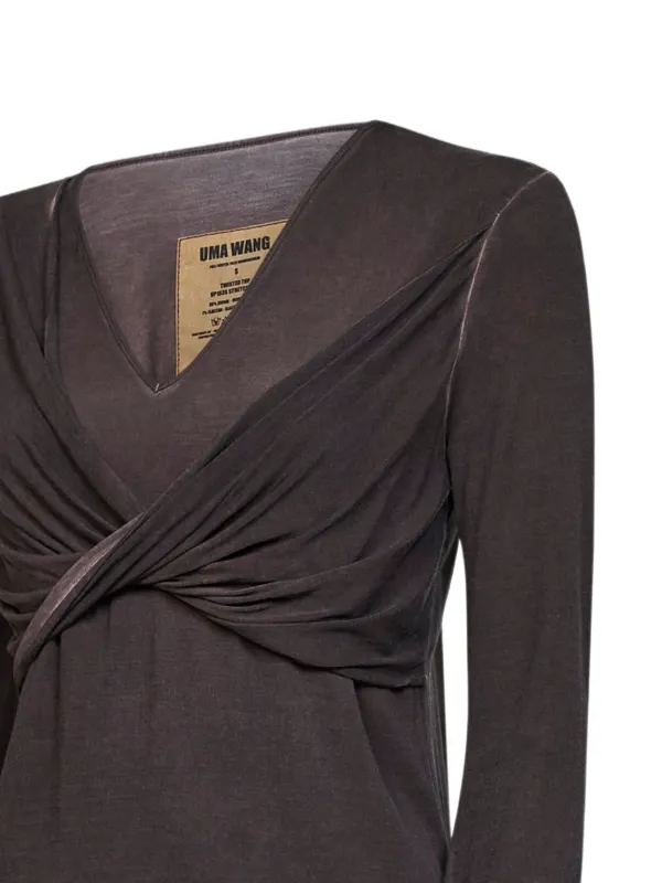 トップス UMA WANG 23ss Uma Wang Twisted Draped long-sleeve Top | Brown | FARFETCH