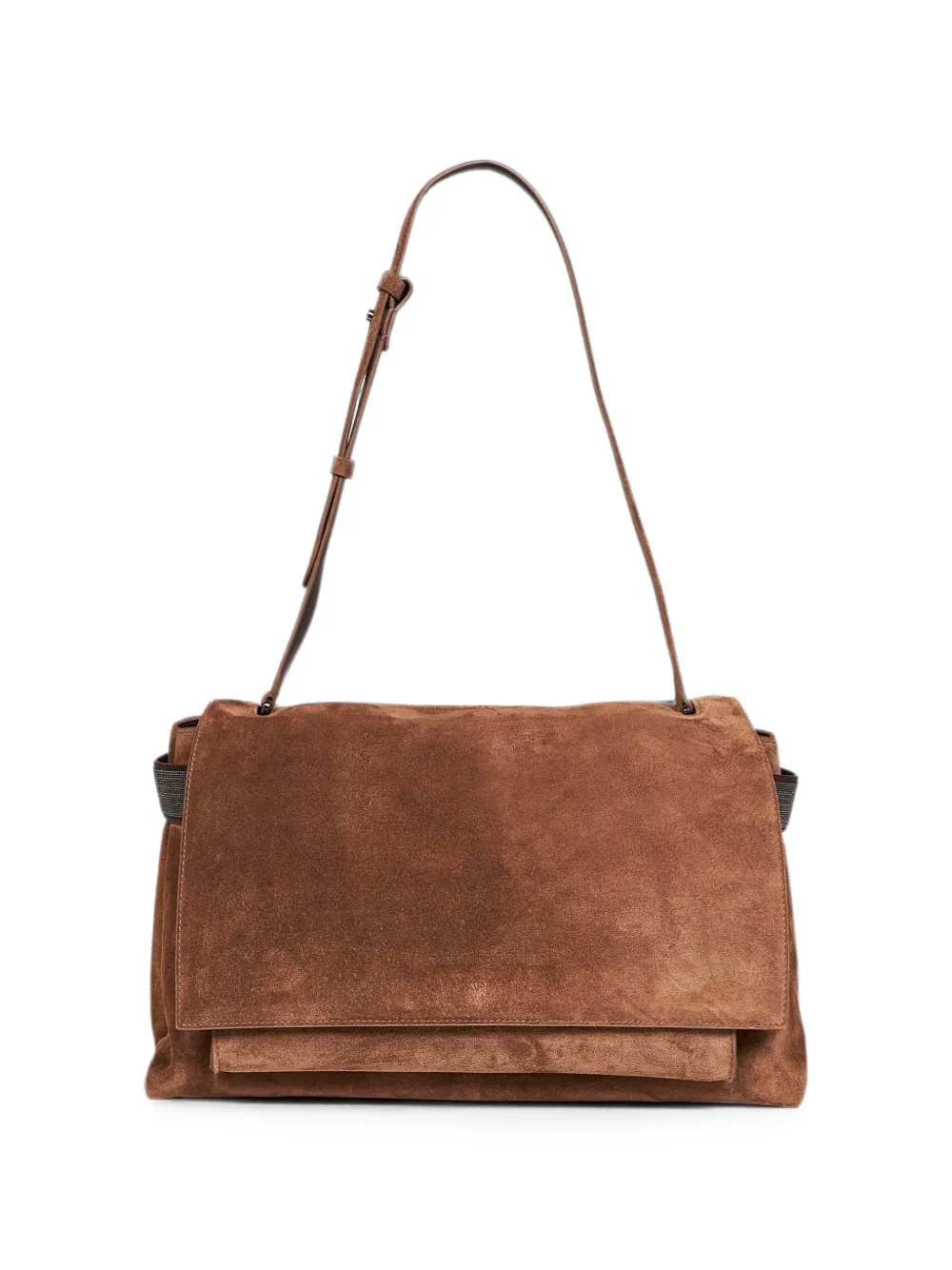 Brunello Cucinelli monili-embroidered suede shoulder bag - Braun