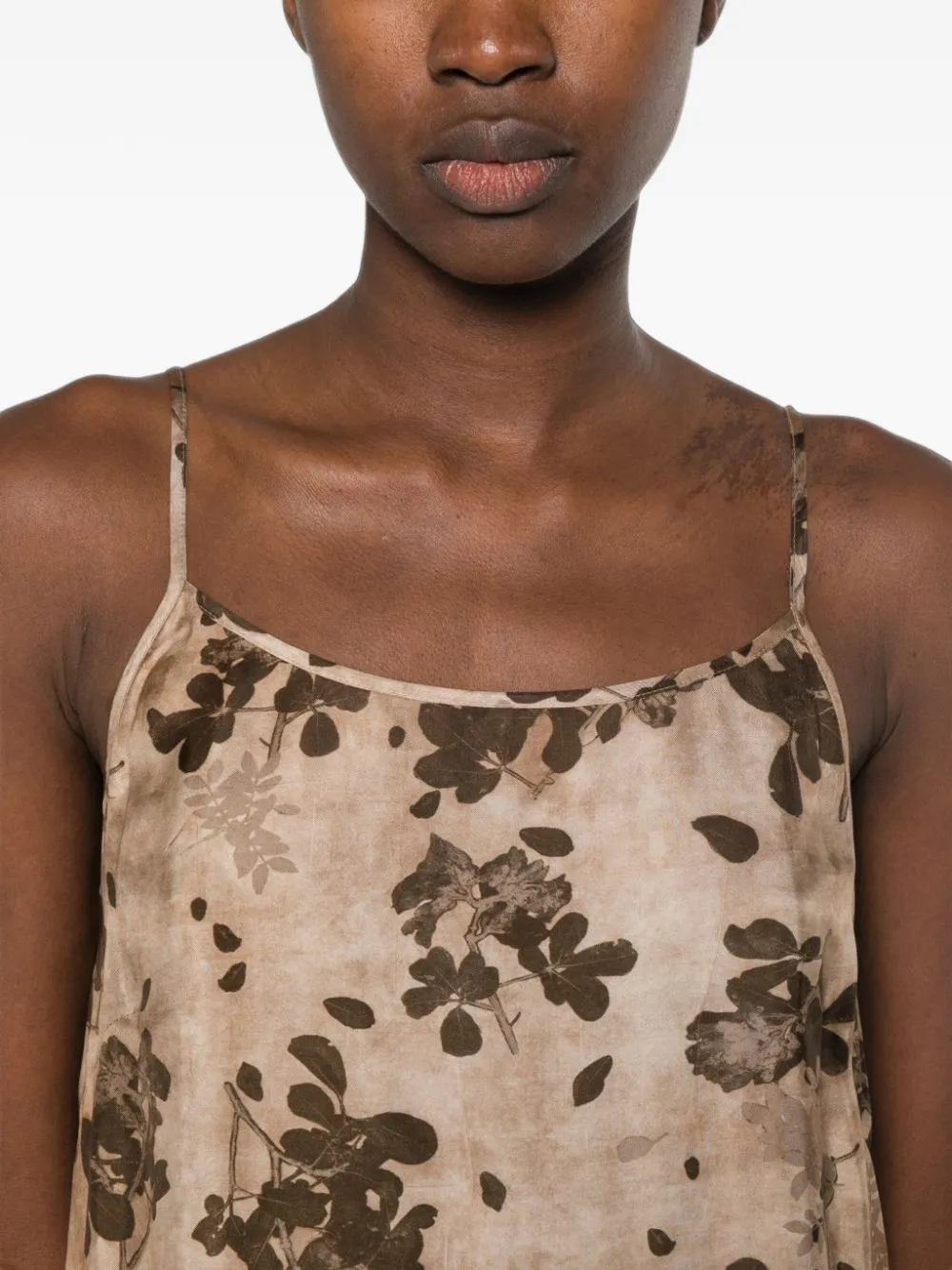 Uma Wang Anaya midi-jurk met bloemenprint Bruin