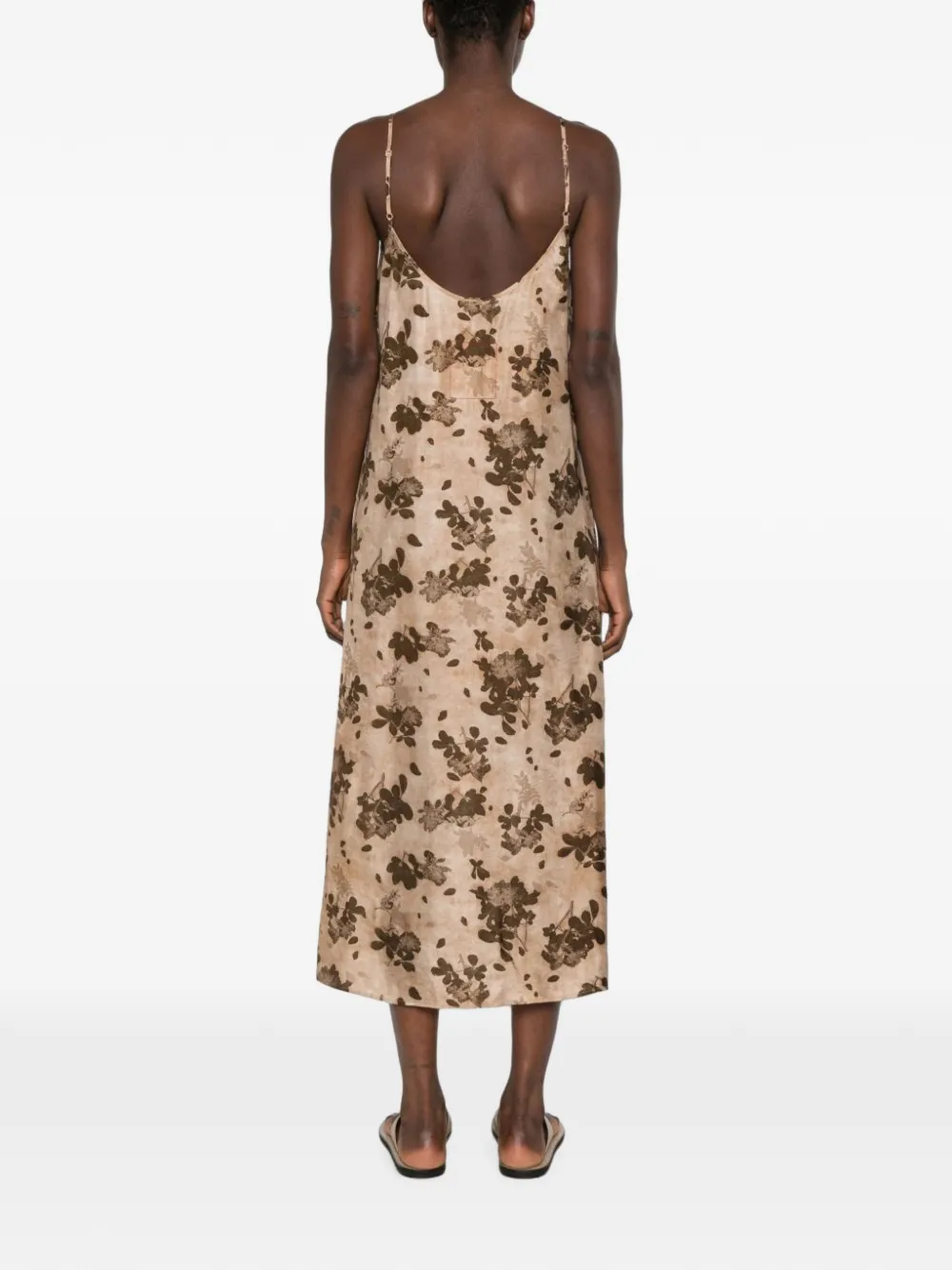 Uma Wang Anaya midi-jurk met bloemenprint Bruin
