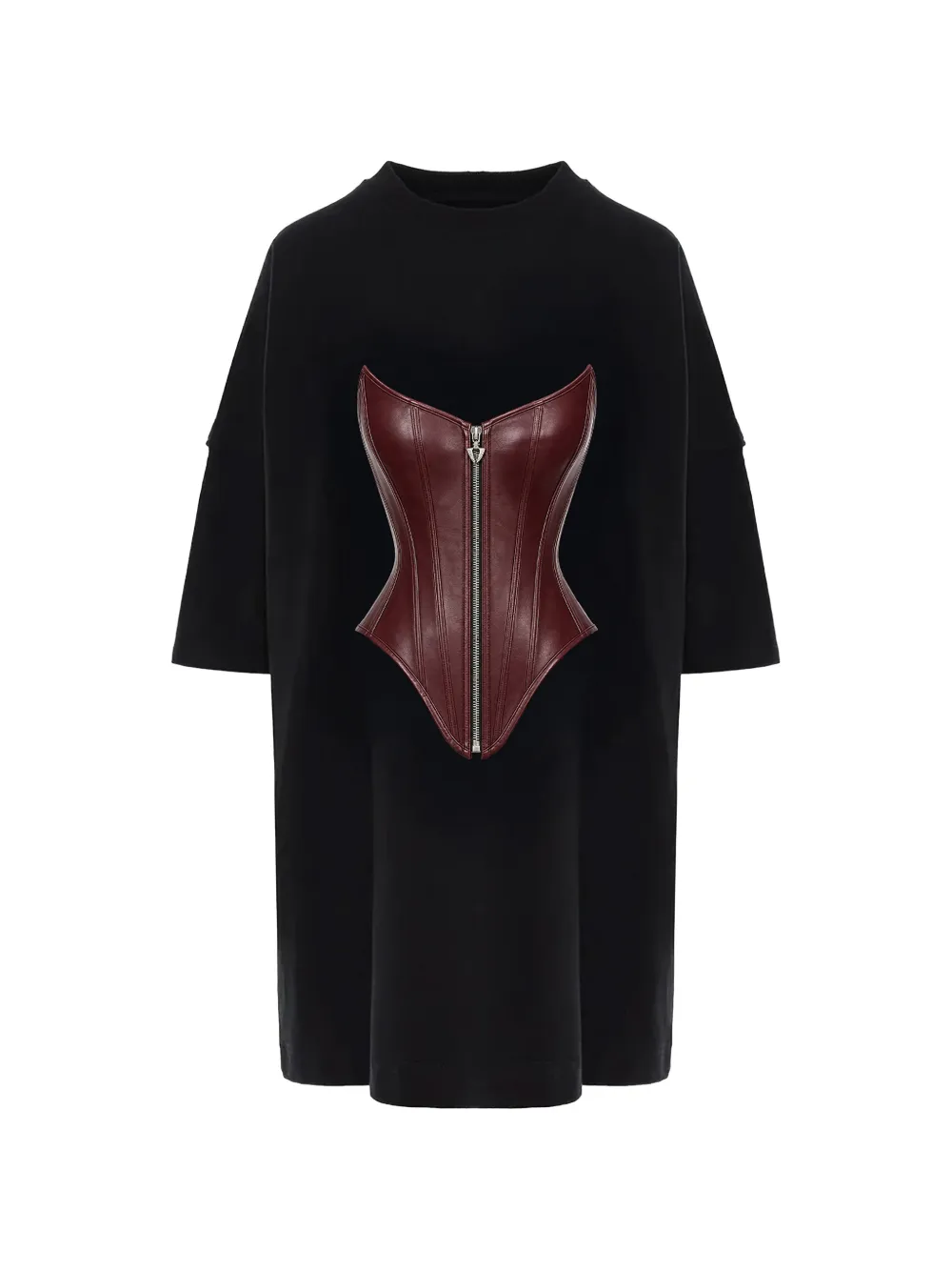 Hamza Corset-detail T-shirt Dress In Brown