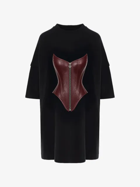 HAMZA corset-detail T-shirt dress