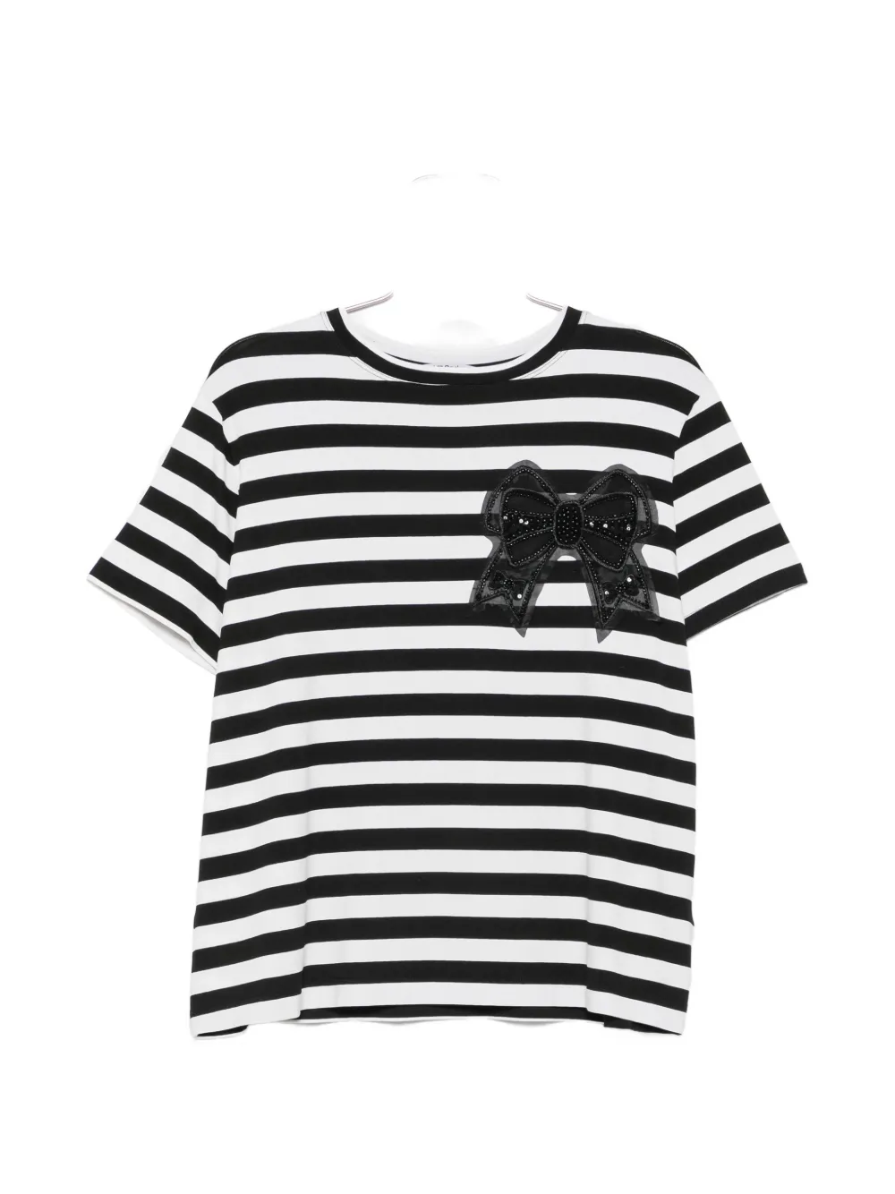 Parlor striped bow-appliqué T-shirt - Weiß