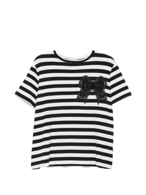 Parlor striped bow-appliqué T-shirt