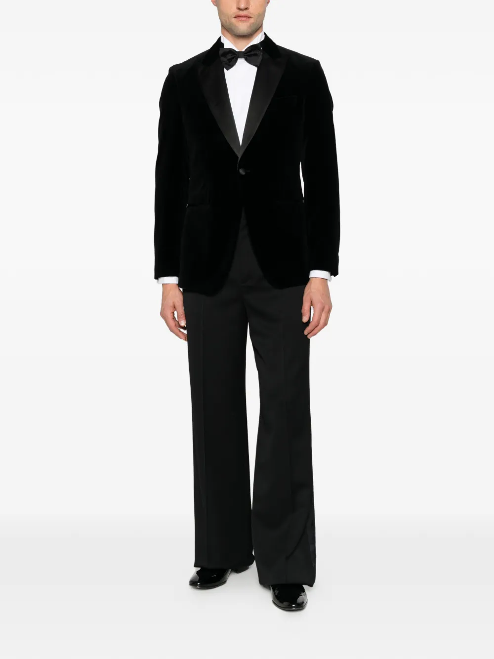 BOSS velvet peak-lapel blazer Zwart