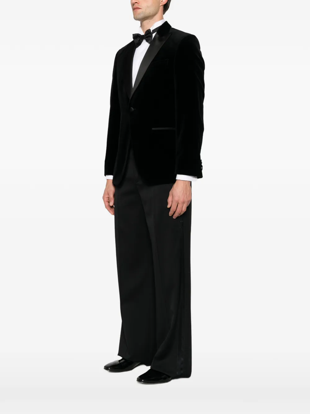 BOSS velvet peak-lapel blazer Zwart