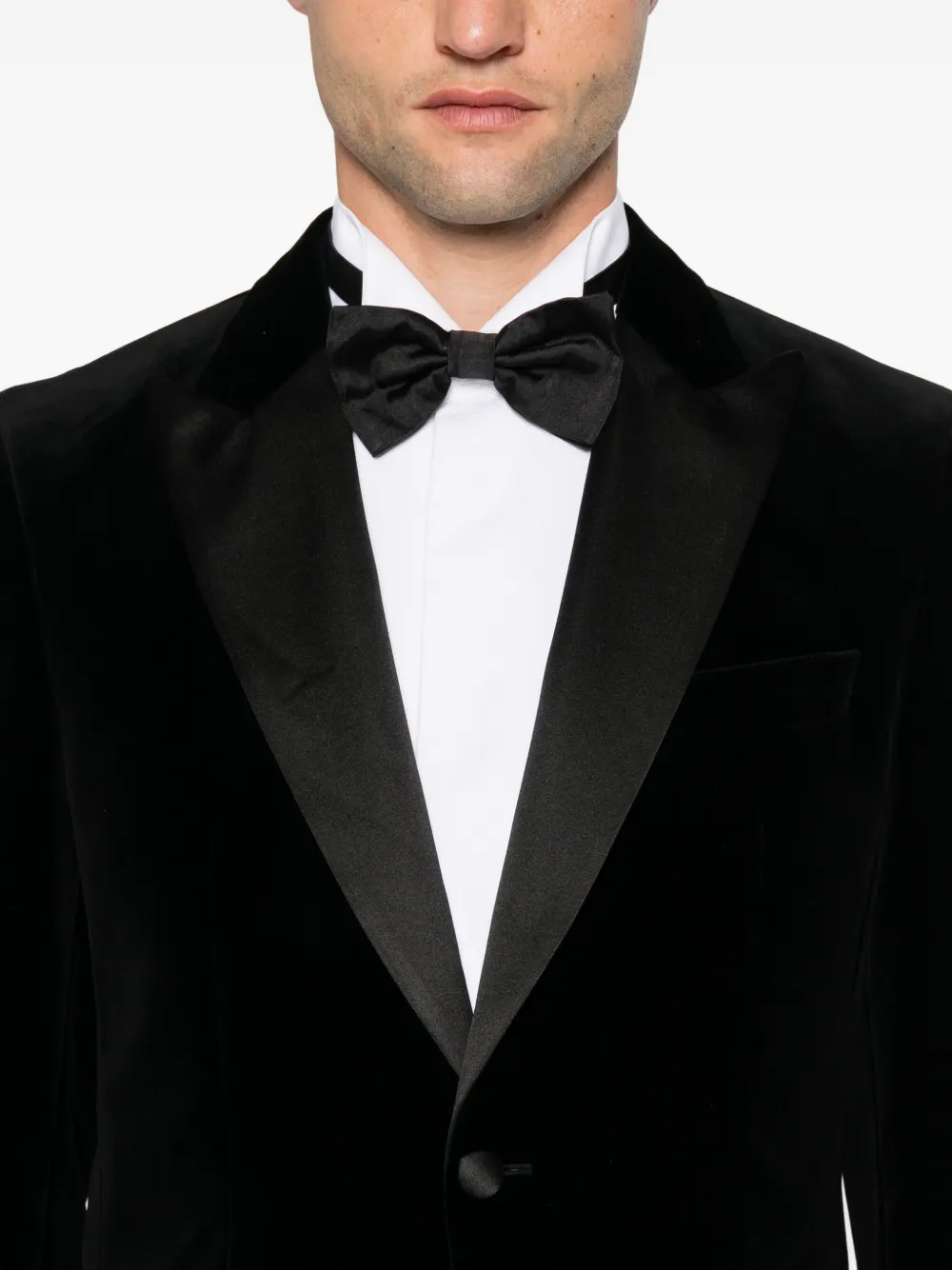 BOSS velvet peak-lapel blazer Zwart