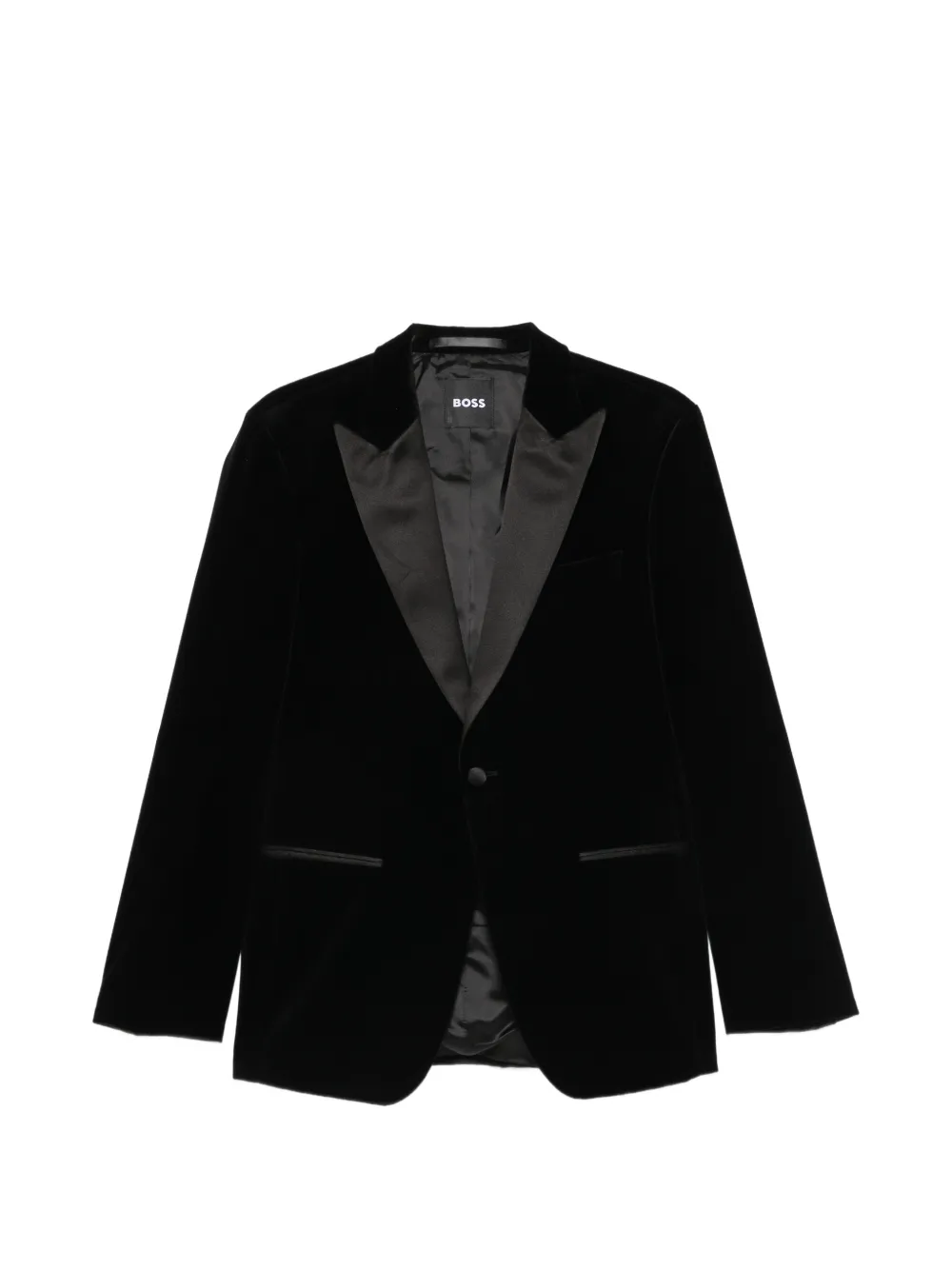 BOSS velvet peak-lapel blazer - Schwarz