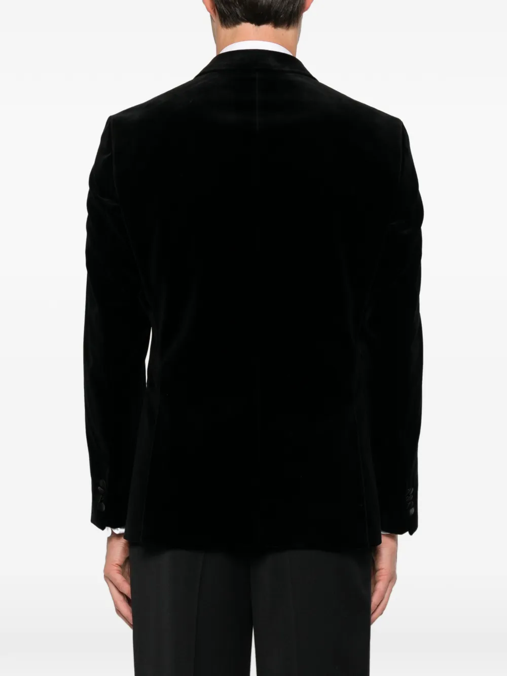 BOSS velvet peak-lapel blazer Zwart