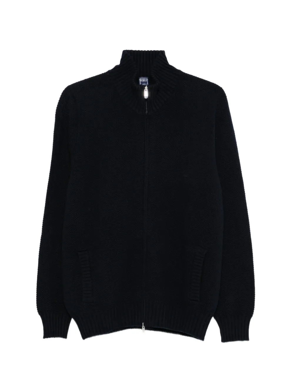 Fedeli textured-knit zip-up cardigan - Blue