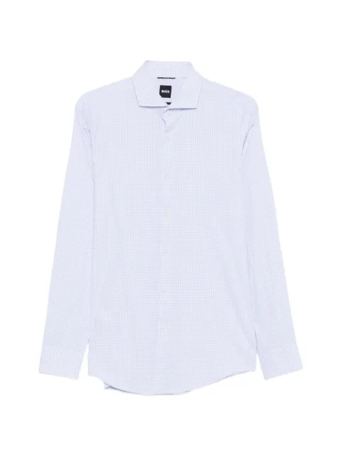 BOSS check-pattern spread-collar shirt