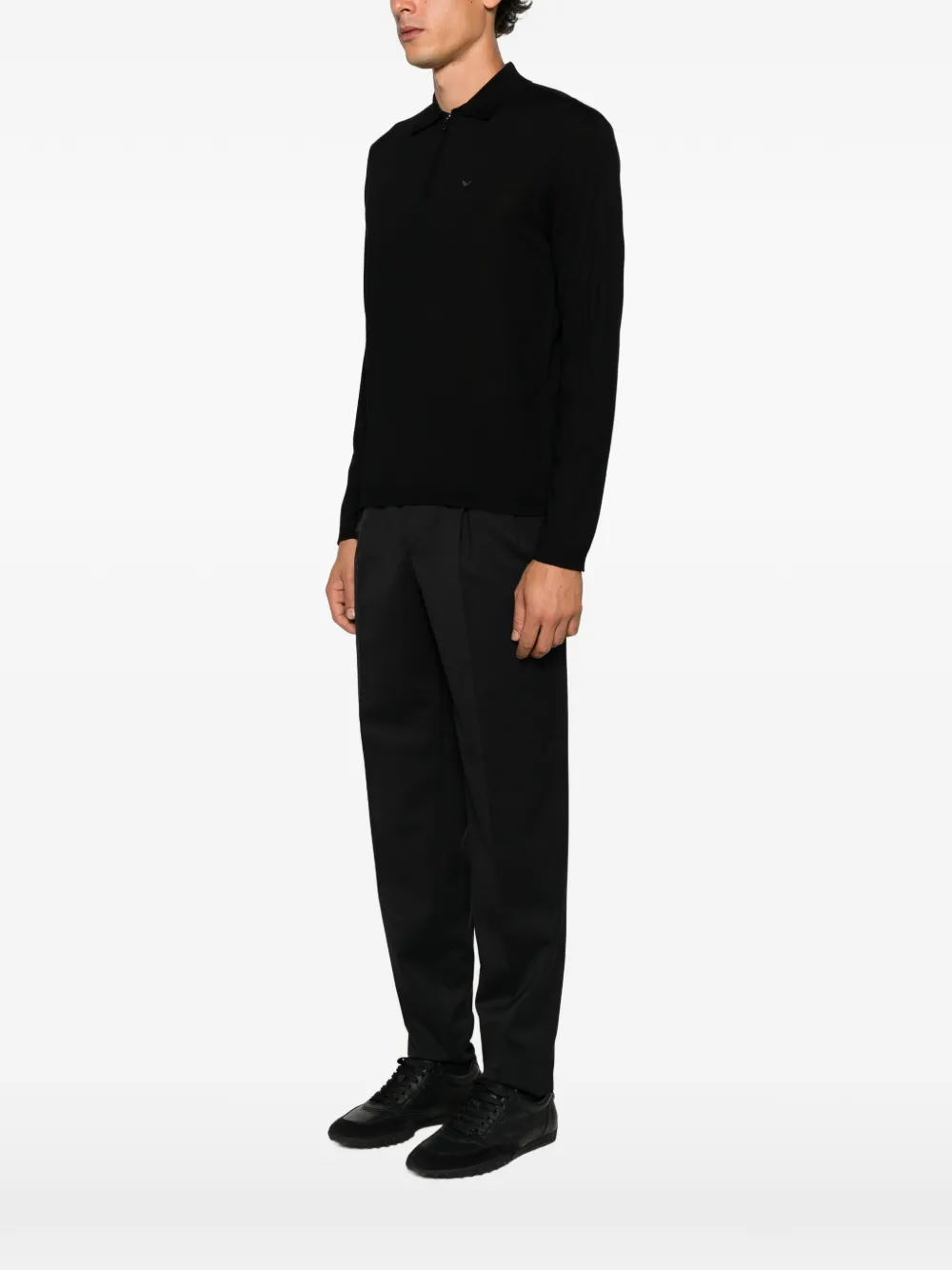 Emporio Armani Poloshirt met kraag en rits Zwart