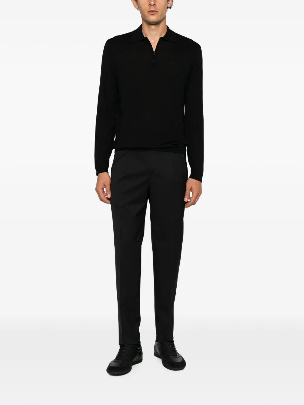Emporio Armani Poloshirt met kraag en rits Zwart