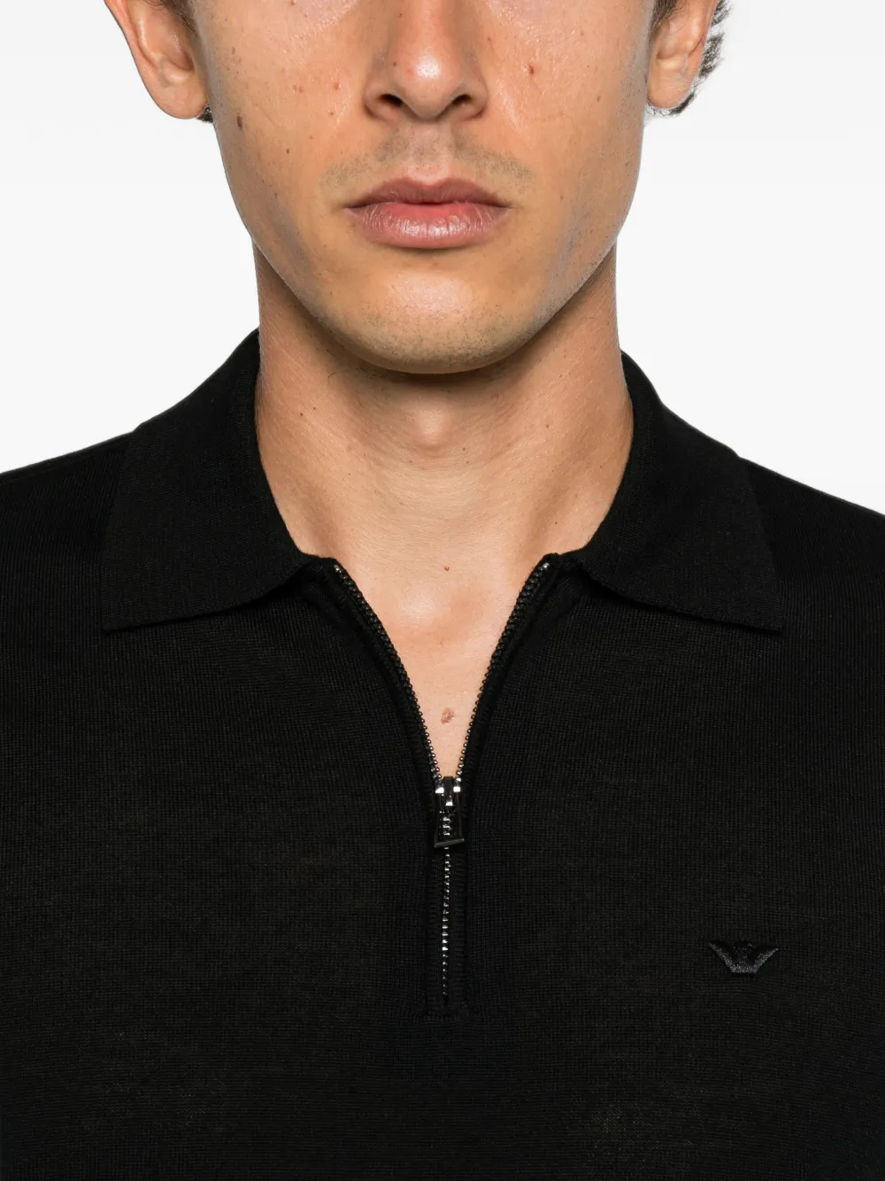 Emporio Armani Poloshirt met kraag en rits Zwart