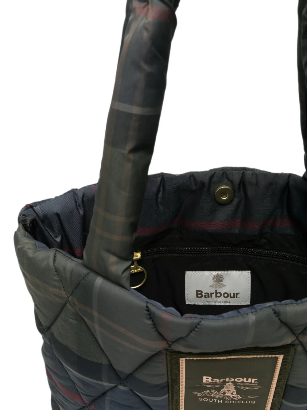 Barbour Arlene Tartan gewatteerde shopper Groen