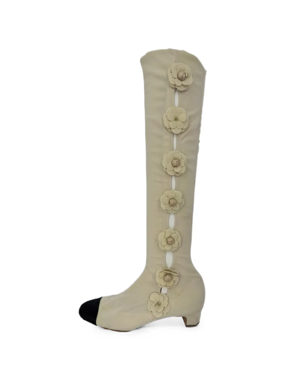 CHANEL Pre-Owned Camellia over-the-knee boots - Toni neutri