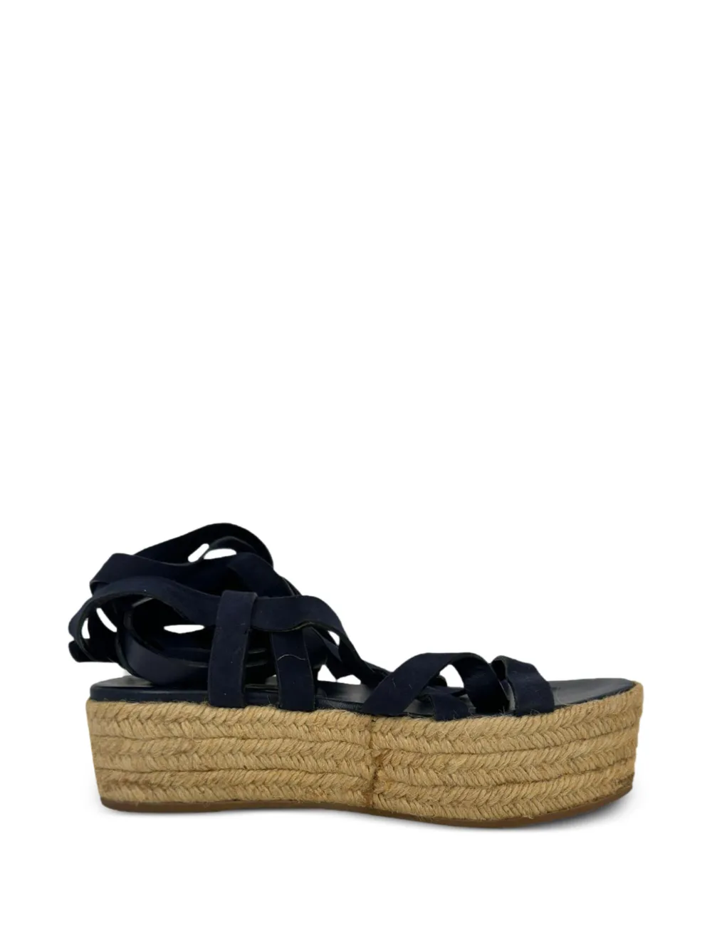 Miu Miu Pre-Owned espadrilles compensées à brides - Bleu