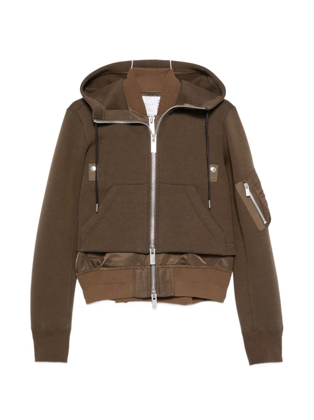 sacai Sponge Sweat panelled hoodie - Braun