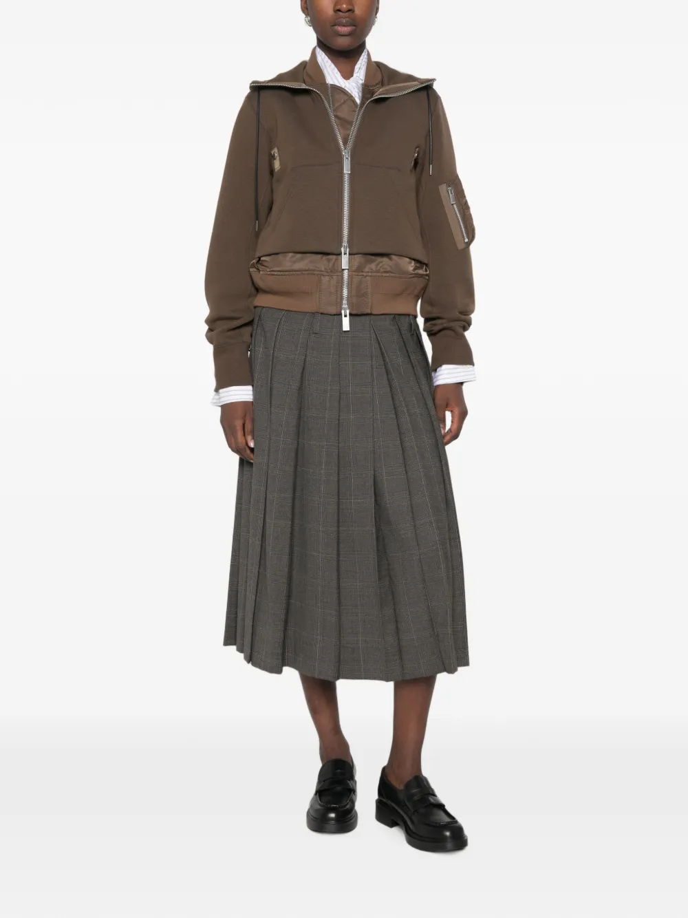 sacai Hoodie met vlakken Bruin