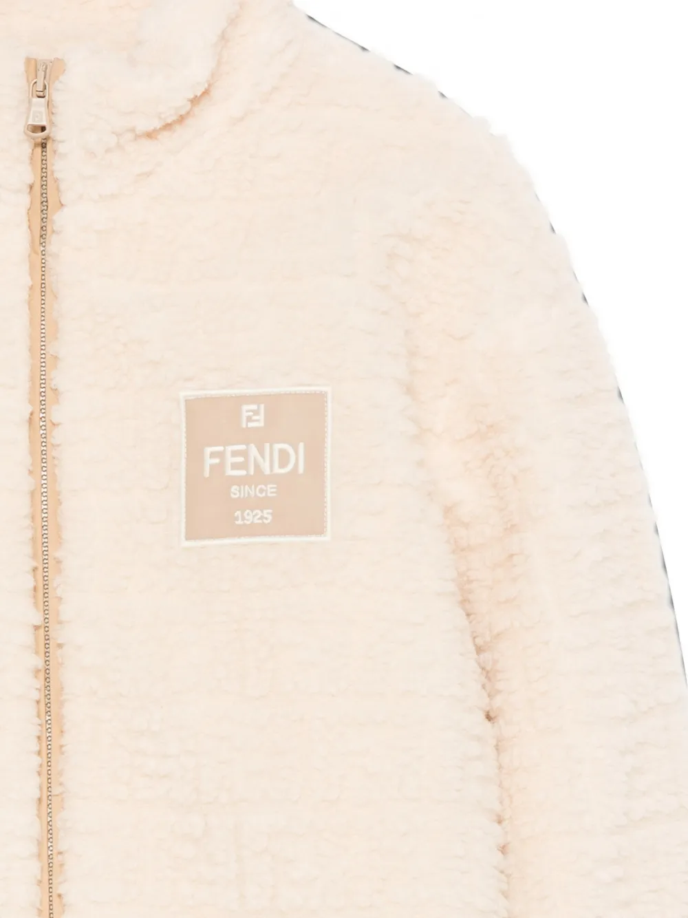 Fendi Kids Jack met teddy-textuur en logopatch Beige
