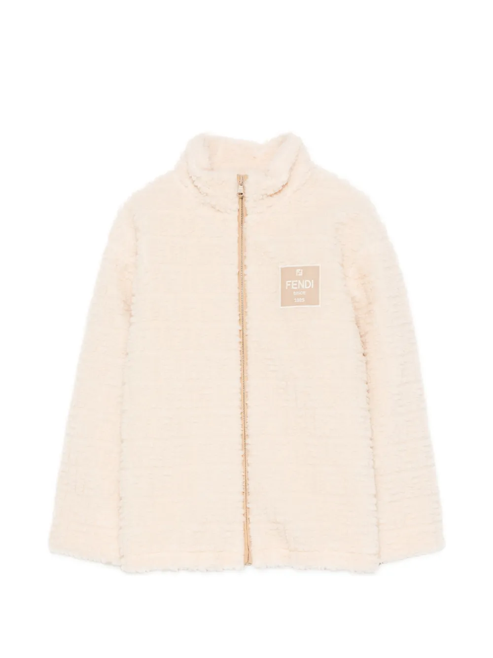 Fendi Kids Jack met teddy-textuur en logopatch Beige