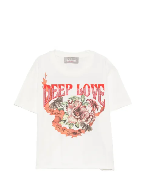 Roberto Cavalli Junior glitter-print floral-print T-shirt
