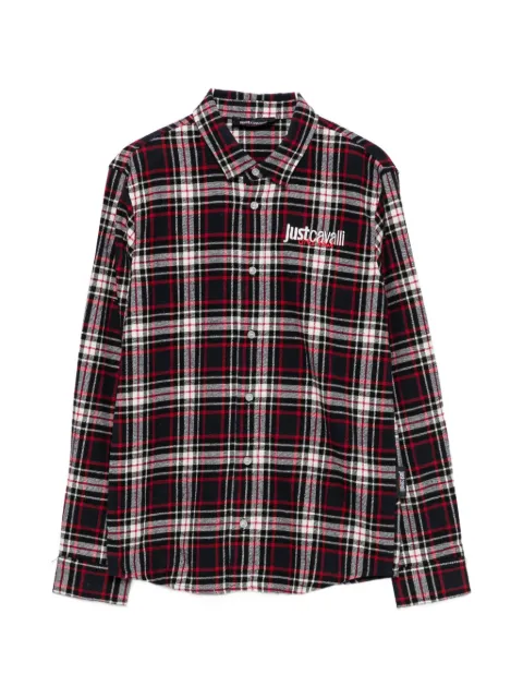 Roberto Cavalli Junior check-print logo-embroidered shirt