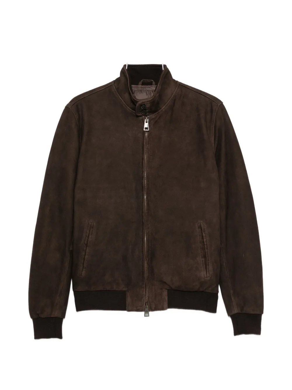 Boglioli suede high-neck jacket - Marrone